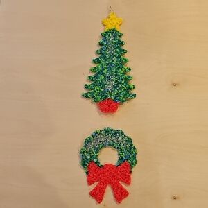 Vintage Popcorn Christmas Tree and Wreath Decorations